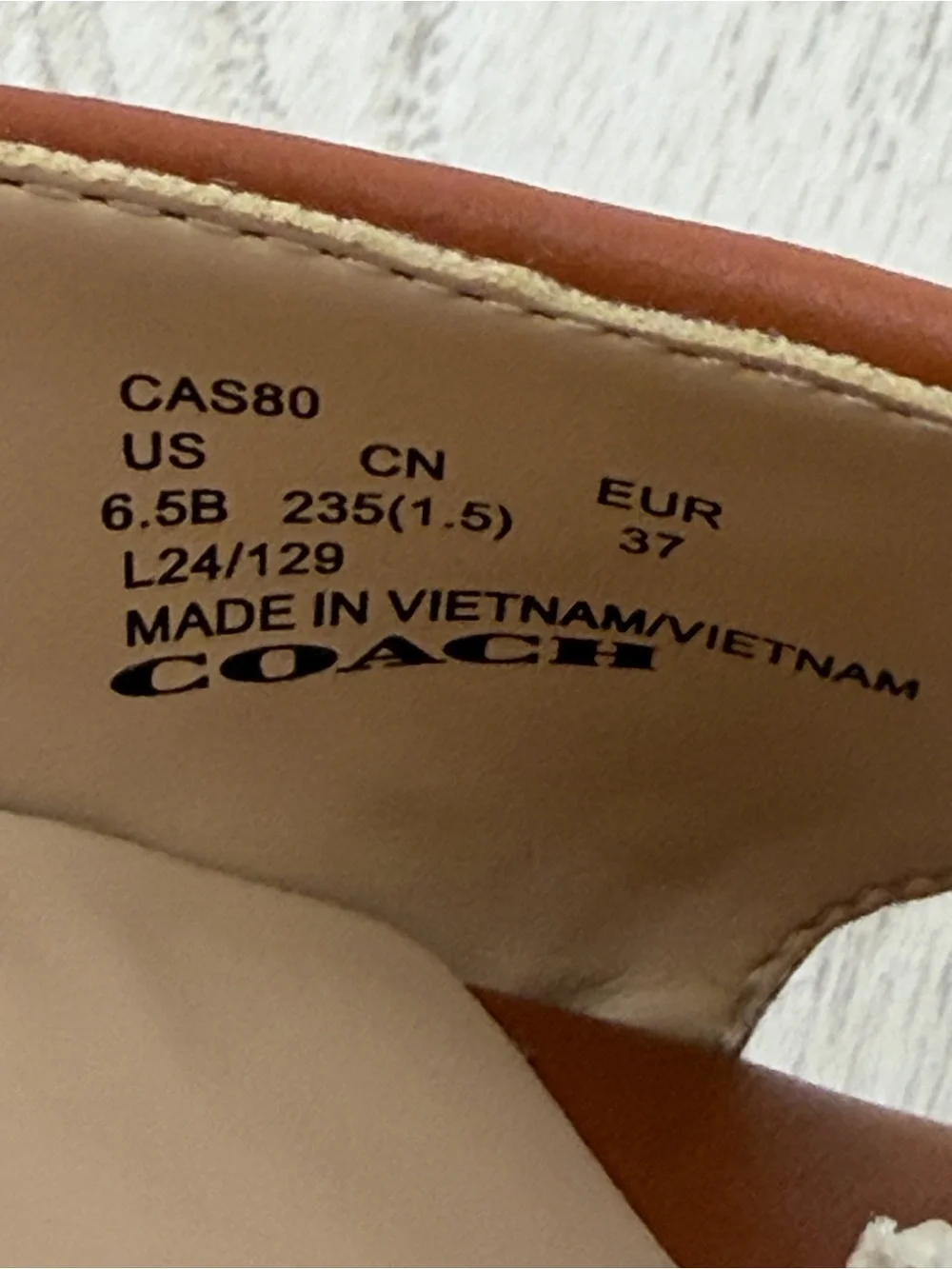 Coach Women's Signature Jacquard Espadrille Wedge Sandals 6.5B Cocoa Amber $175